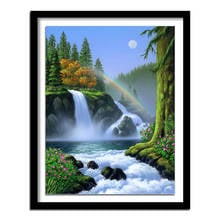 diamant painting diamond  round Scenery Picture Rhinestones Cross Stitch Diamond Embroidery Waterfall Full Square 2024 - buy cheap