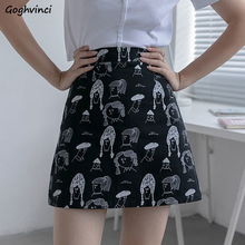 Skirts Women Harajuku Cartoon Korean Style Above Knee All-match Fashion Students New Streetwear Zipper Classic Lightweight Ins 2024 - buy cheap