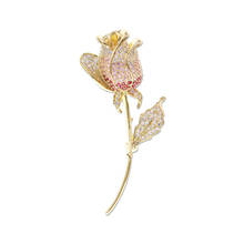High Quality Sparkling AAA Cubic ZIrconia Tulip Flower Brooch Pins For Women Fashion Badges For Backpack Female Birhtday Gift 2024 - buy cheap