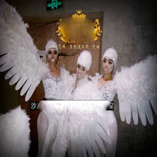 GOGO-Disfraz de bailarina de fiesta blanca para mujer, con ala de pluma, para club nocturno, DS, para equipo de baile 2024 - compra barato