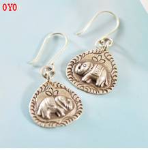 2021 new S925 silver retro personality distressed baby elephant earrings 2024 - buy cheap