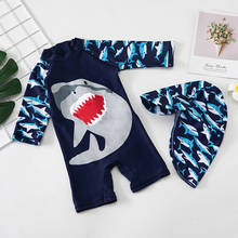 Kids Boys One-piece Children's Sets Summer Clothing Shark Printed Zipper Swimsuit Bathing Rash Guard with Swimming Cap 2024 - buy cheap