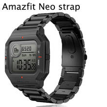 Pulseira de aço inoxidável para relógio inteligente, para xiaomi amazfit neo, acessórios para relógio 2024 - compre barato