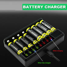 8 slot inteligente carregador de bateria display led para aa/aaa nimh baterias recarregáveis 2024 - compre barato