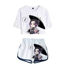 Camiseta de Anime Demon Slayer, pantalones cortos de Kamado Nezuko, pantalones cortos deportivos Demon Blade, Zenitsu Kimetsu No Yaiba, camiseta para correr, traje 2024 - compra barato