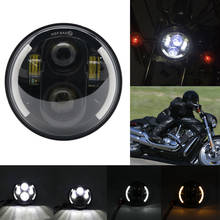 5.75 "luzes de auréola da motocicleta 5.75 polegada led farol habitação suporte para noite haste ferro 883 dyna sportster indiano scout 2024 - compre barato