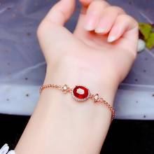 charming red ruby gemstone bracelet for women silver jewelry fine present  certified real natural gem birthday party girl gift 2024 - buy cheap