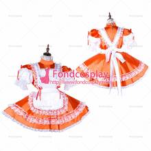 Funcosplay vestido de cetim laranja branco com tampa, uniforme de penteadeira sob medida [g2038] 2024 - compre barato