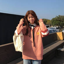 Suéter holgado con cuello en V bordado para mujer, suéteres Harajuku coreanos, ropa japonesa Kawaii Ulzzang para mujer 2024 - compra barato