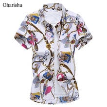 6XL 7XL Casuals Shirt Men Summer New Arrival Personality Printed Short Sleeve Shirts Mens Fashion Big Size Business Office Shirt 2024 - buy cheap