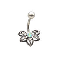 Flower Belly bar Navel Ring AB Gem  Crystal  Stainless Steel Fashion Body Piercing Jewelry 2024 - buy cheap