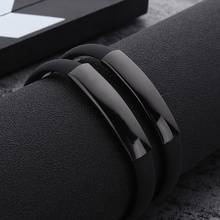 Sangsy 2018 новый модный браслет черный Панк резиновый силиконовый Нержавеющая сталь Мужской браслеты на запястье мужской браслет 2024 - купить недорого