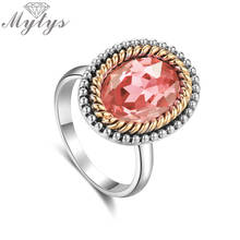 Mytys-anillo de oro y plata con bisel de Cable para mujer, anillo de cristal rosa para mujer, anillo de compromiso de boda, R2182 2024 - compra barato