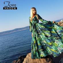 Women's Floral Print Boho Maxi Dress Women Sexy Bohemian Long Dress Summer Women Beach Dresses Female Long Sleeve V Neck Dresses 2024 - buy cheap