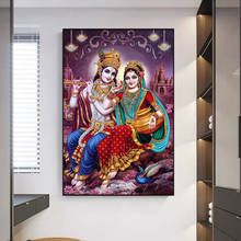 India Religion Lord Radha Krishna Canvas Painting Portrait Posters and Prints on The Wall Art Picture for Living Room Home Decor 2024 - buy cheap