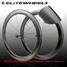 ELITEWHEELS 700c Carbon Road Wheels Dimple V Brake Wheelset High TG Golf Dimple Surface 58*25mm Rims Clincher Tubular Type Wheel 2024 - buy cheap