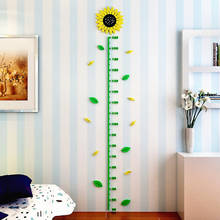 Papel de parede com medida de altura de girassol, adesivo de crescimento e decalque para régua de altura de quarto infantil, arte de parede acrílica para decoração de casa 2024 - compre barato