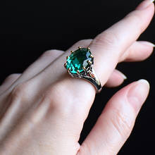 Рождественский подарок для мамы овальное кольцо с зеленым кристаллом Винтаж 2 тон ювелирные изделия Юбилей Роскошные Большие циркониевые каменные кольца 2024 - купить недорого