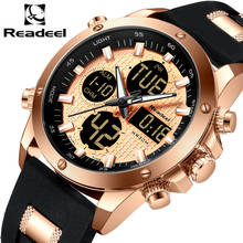 Readeel Double Time Zone Men Sports Watch Digital Calendar Quartz Wrist watches Waterproof Military Clock Relogio Masculino 2024 - buy cheap