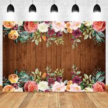 Vintage Wood Board Flower Wedding Photocall Birthday Backdrop Vinyl Custom Photography Background Photophone Shoot Photozone 2024 - buy cheap