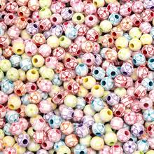 50Pcs 8mm Mixed White Colorful Grid Round Rose Acrylic Beads For Jewelry Marking DIY Bracelet Necklace Charm Accessory Handmade 2024 - buy cheap