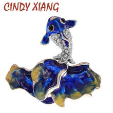CINDY XIANG New Enamel Blue Fish Brooches For Women Cute Animal Rhinestone Design Brooch Pins Jewelry Gifts Vintage Accessories 2024 - buy cheap