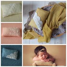 Adereços para fotografia de recém-nascidos, kit de travesseiros e chapéus de renda, adereços para cabine de foto de bebê, cobertor de crochê, acessórios flokati, 2020 2024 - compre barato