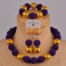 purple costume african jewelry set simulated pearl african beads set nigerian set FZZ59 2024 - buy cheap