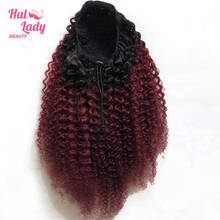 Halo Lady Beauty T1B/99J Drawstring Afro Kinky Curly Ponytail Human Hair Non-Remy Brazilian Hair Extensions For Black Women 2024 - buy cheap