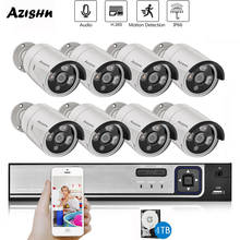 AZISHN H.265 8CH HD 3MP 2304*1296 POE Security System Kit Audio IP Camera IR Metal Outdoor Waterproof CCTV Surveillance NVR Set 2024 - buy cheap