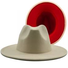 Chapéus de feltro para homens, chapéus simples de lã vermelha, com fivela de cinto fino e aba larga, chapéu panamá trilby 56-58cm 2024 - compre barato