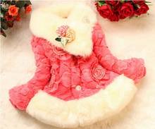 Fur Princess outerwear Jacket Pink Children's Faux Fur Coat Winter Outerwear Thickening peony flower Pattern Girls Fur Coat 2024 - buy cheap