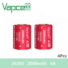 4pcs original 3.7V li-ion battery Vapcell 26350 battery 2000mah 6A rechargeable battery A20 for Flashlights power tools 2024 - buy cheap