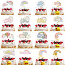 Adorno de pastel de arcoíris para niños, feliz cumpleaños, cinta, Luna, Cupcake, banderas para hornear pasteles, Baby Shower, fiesta, boda, decoración DIY 2024 - compra barato