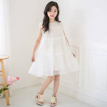 Teenage Girls Chiffon Cute Dot Princess Dress 2022 Summer New Children Sleeveless Casual Clothing Elegant Two Layers, #9446 2024 - buy cheap