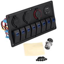 12V 24V 8 Gang Car Boat LED Rocker Switch Control Panel Dual USB Voltmeter Cigarette Lighter Universal For Most 12V-24V Vehicle 2024 - buy cheap