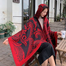 130x150CM Retro Winter autumn thick warm shawl winter cashmere scarf for women red cashew print travel scarfs female Cape Cloak 2024 - buy cheap