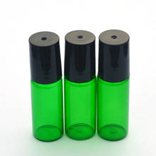 Mini rollo de muestra de Perfume, botella de vidrio rellenable, rodillo de aceite esencial verde en botella de 5ml con tapa de plástico negro, 20 Uds. 2024 - compra barato