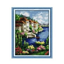 Kit de punto de cruz con vista bonita, 14ct, 11ct, lienzo estampado con cuentas, bordado de costura artesanal, costura hecha a mano 2024 - compra barato