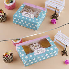 12 шт подарочная коробка упаковочная Свадебная бумажная коробка для торта, конфет для печенья ручной работы кекс подарок на день рождения коробка с окном в горошек 2024 - купить недорого