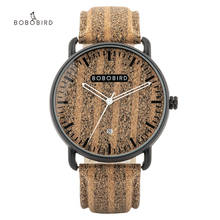 BOBO BIRD-Reloj de pulsera de cuero y madera para hombre, accesorio de pulsera con movimiento de cuarzo japonés, complemento Masculino de marca de lujo con diseño de pareja, regalo, envío directo 2024 - compra barato