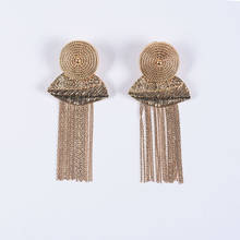 Gold Long Chains Tassel Earrings Woman Vintage Statement ZA Earrings Female Fringe Hanging Dangle Earrings For Women Jewelry 2024 - buy cheap