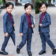 Spring Autumn Children's Plaid Suit Set Boys Host Show Wedding Party Costume Kids Plaid Blazer Pants 2pcs Clothing Set 2024 - buy cheap