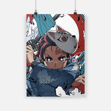 Pintura de tela de anime demon slayer, arte de parede para decoração, para quarto, para estudo, casa e sala de estar 2024 - compre barato