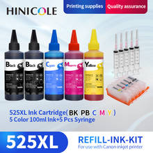 Hinicool-botella de tinta + cartucho de tinta recargable, para Canon PGI 525, CLI 526, PIXMA IP4850, IP4950, IX6550, MG5150, MG5250, MG5350, MX715 2024 - compra barato