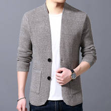 Suéter de lana de algodón para hombre, Chaqueta de punto de alta calidad, a la moda, ajustado, otoño 2024 - compra barato