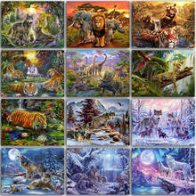 Kit de pintura diamante 5d animal leão tigre cavalo lobo dinossauro quadrado completo e redondo bordado mosaico pintura em ponto cruz decoração de casa 2024 - compre barato