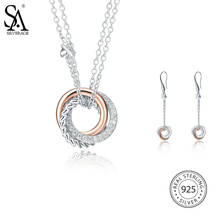 SA SILVERAGE 925 Sterling Silver Jewelry Sets AAA Zirconia Necklaces Pendants Drop Dangle Earrings for Women Fine Jewelry 2024 - buy cheap