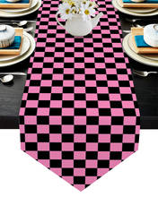 Toalha de mesa xadrez rosa de dia dos namorados, decoração de mesa para festa de hotel e casamento 2024 - compre barato
