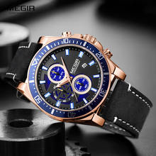 MEIGR повседневные кварцевые часы с хронографом для мужчин 2020 Роскошные Лидирующий бренд водонепроницаемые наручные часы Военные Спортивные кожаные часы 2132 2024 - купить недорого